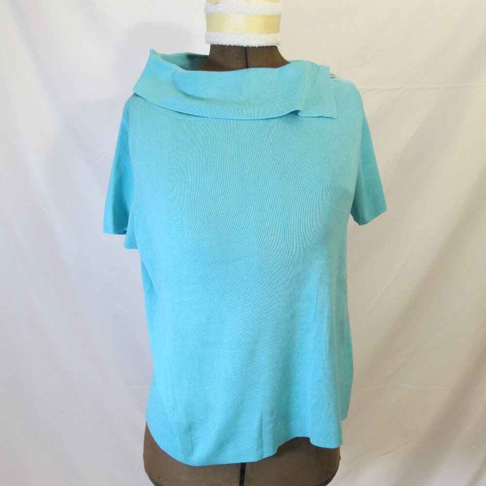 Talbots Petites silk-blend blue split neck sweater  PL